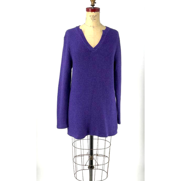 Norman Thompson Purple V Neck Long Sleeve Pullover Sweater Size Medium - Picture 1 of 10